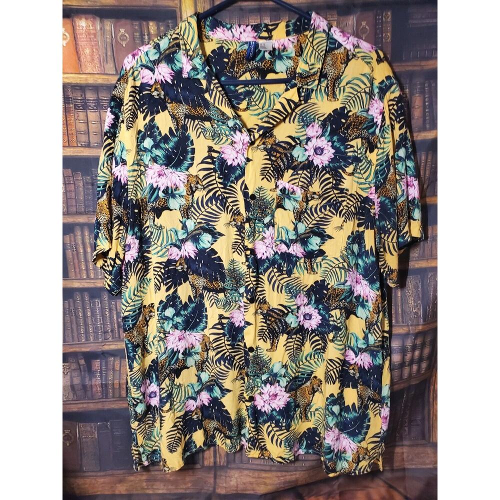 H&M Lepord Floral Shirt Mens XL